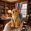 Cute Design Golden Retriever Dog Pen Holder Cartoon Style Creative Sculpture Pen Holder Large Capacity Resin Desktop Organizer