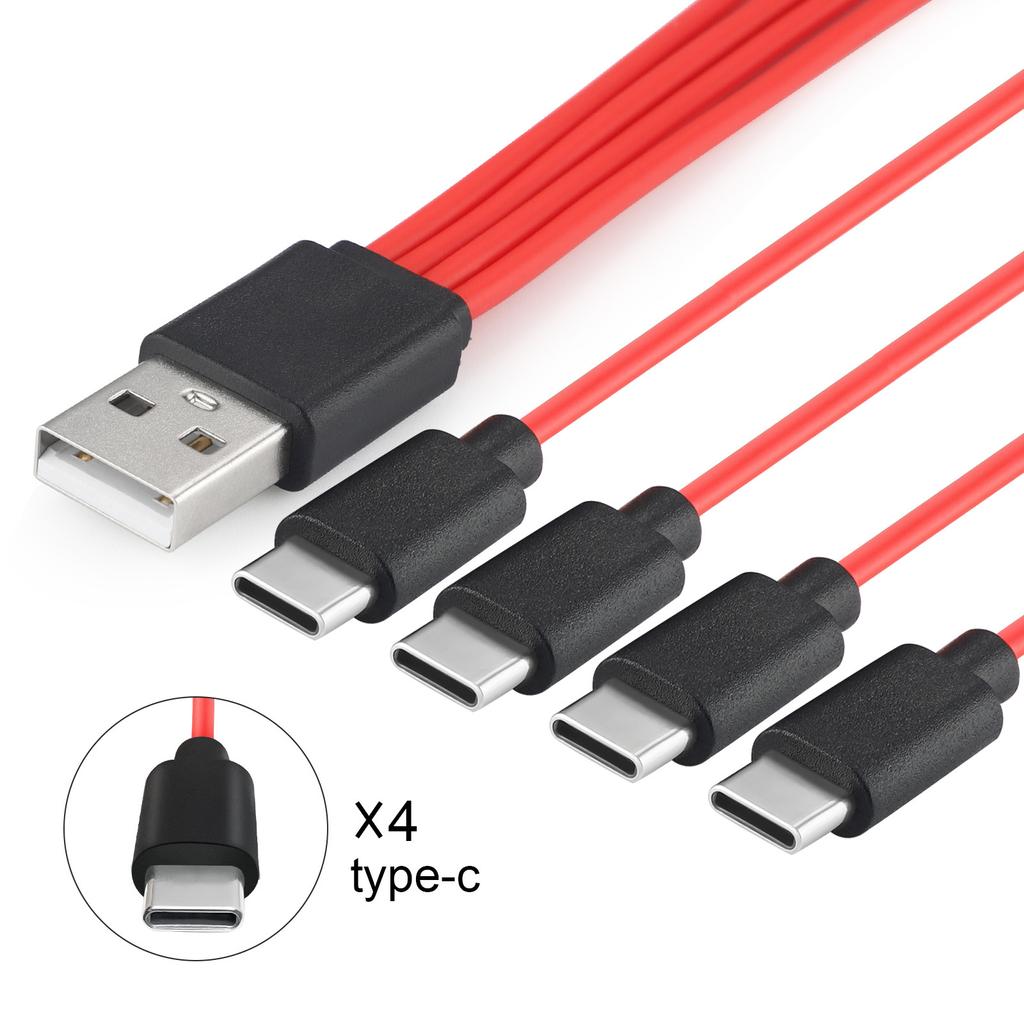 4-портовый USB-кабель 4 в 1 Переходник Type-C Подходит для мобильного телефона, ноутбука, планшета, жесткого диска, зарядного кабеля