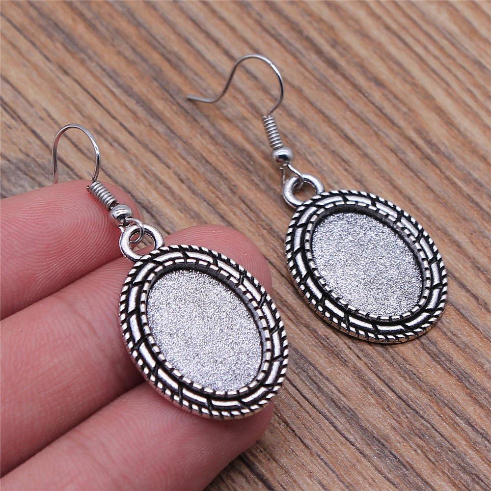 Oval Ear Hook Glass Cabochon Base Setting Tray Drop & Dangle Earring Women's Jewellery Party Boho Findings & Components