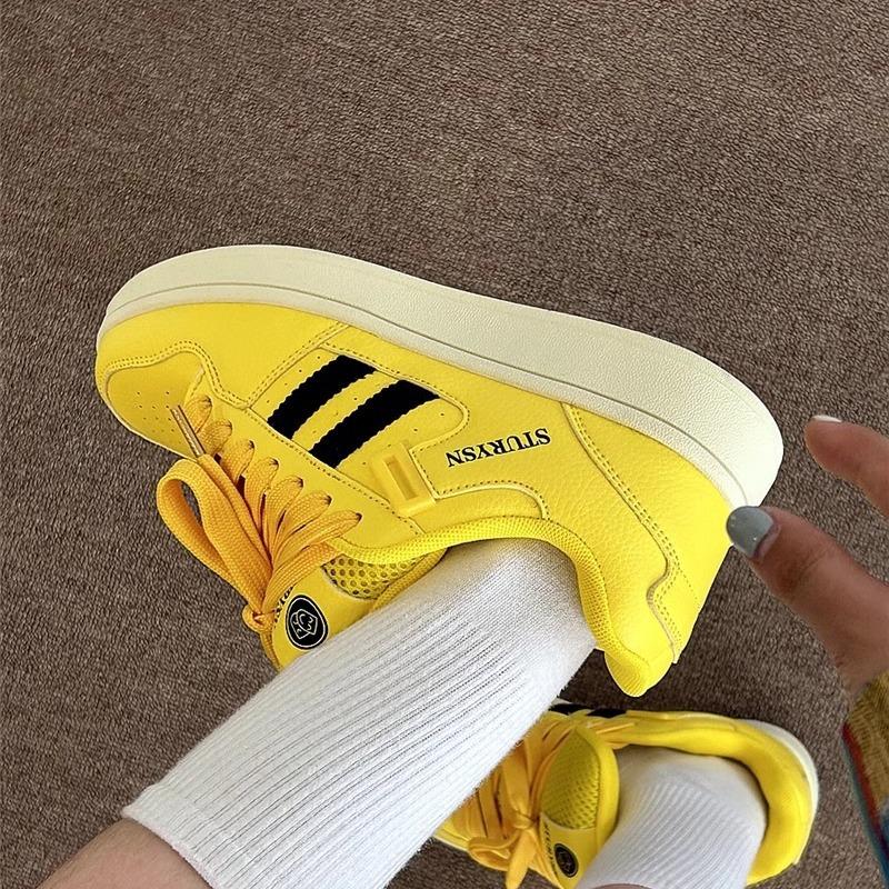 Кампус ценные желтые пухлые туфли-хлебушки женские сетчатые 2025 осень универсальные досуговые спортивные кеды для скейтборда