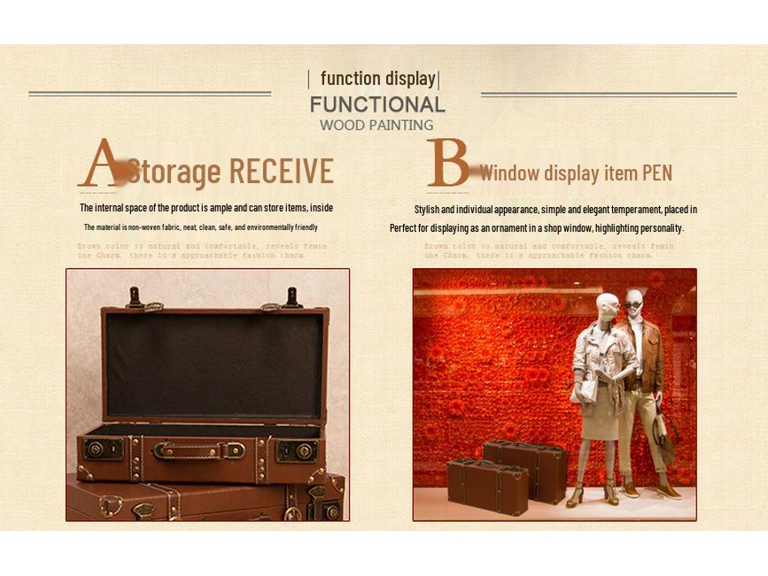 European Antique-Style Suitcase Set: Three-Piece Ornament Display & Storage Box for Home or Photography Props