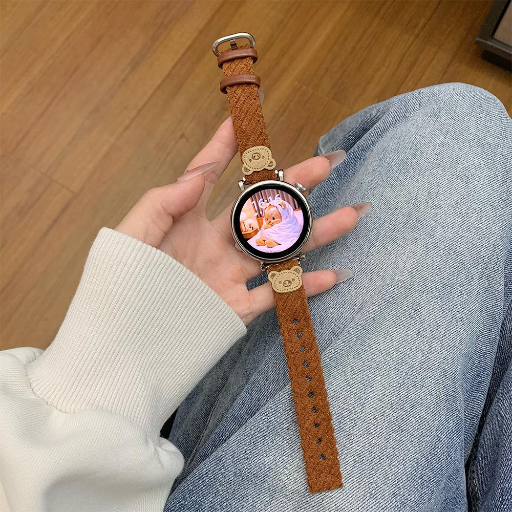 Suitable for Fit4/3 Huawei GT6 watch gt5/4 strap watch5 corduroy bear Xiaomi 10/9PRO