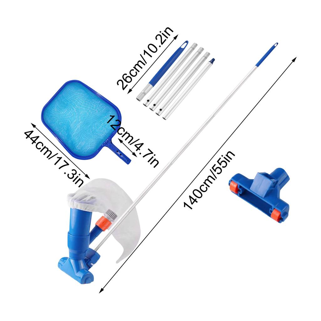Pool Jet Vacuum Cleaner Kit with Pool Skimmer Net Detachable Poles Pool Maintenance Set for Ground Swimming Pool Cleaning Kit