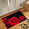 Красивый напольный коврик для кухни с красной розой — нескользящий, маслостойкий, водонепроницаемый, можно стирать в машине и водопоглощающий