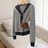 Women's Striped Merino Wool Blend Knit Sweater