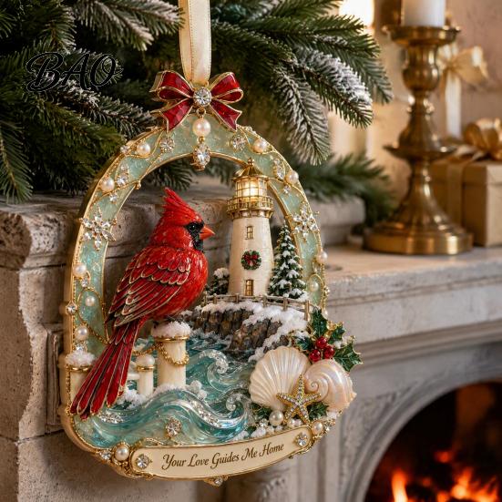 Acrylic Holiday Ornaments Red Bird Christmas Ornament, Memorial Tree Hanging Winter Seasonal Party Supplies Decoration, Remembrance Keepsake Pendant,
