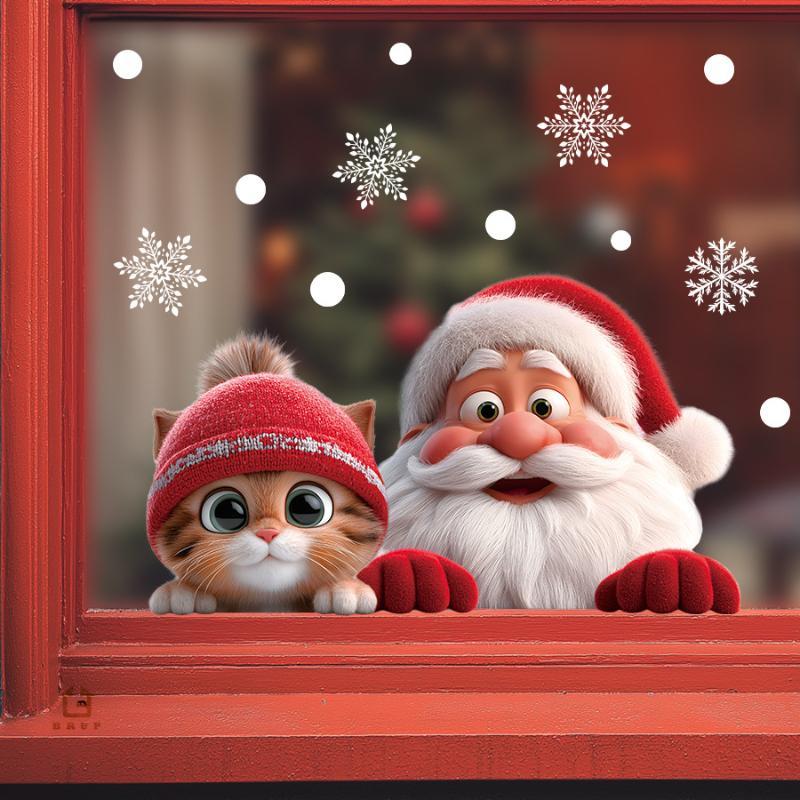 Christmas Static Window Clings Robin Snowflake Winter Design Non Adhesive for Xmas Home Office Glass Decor
