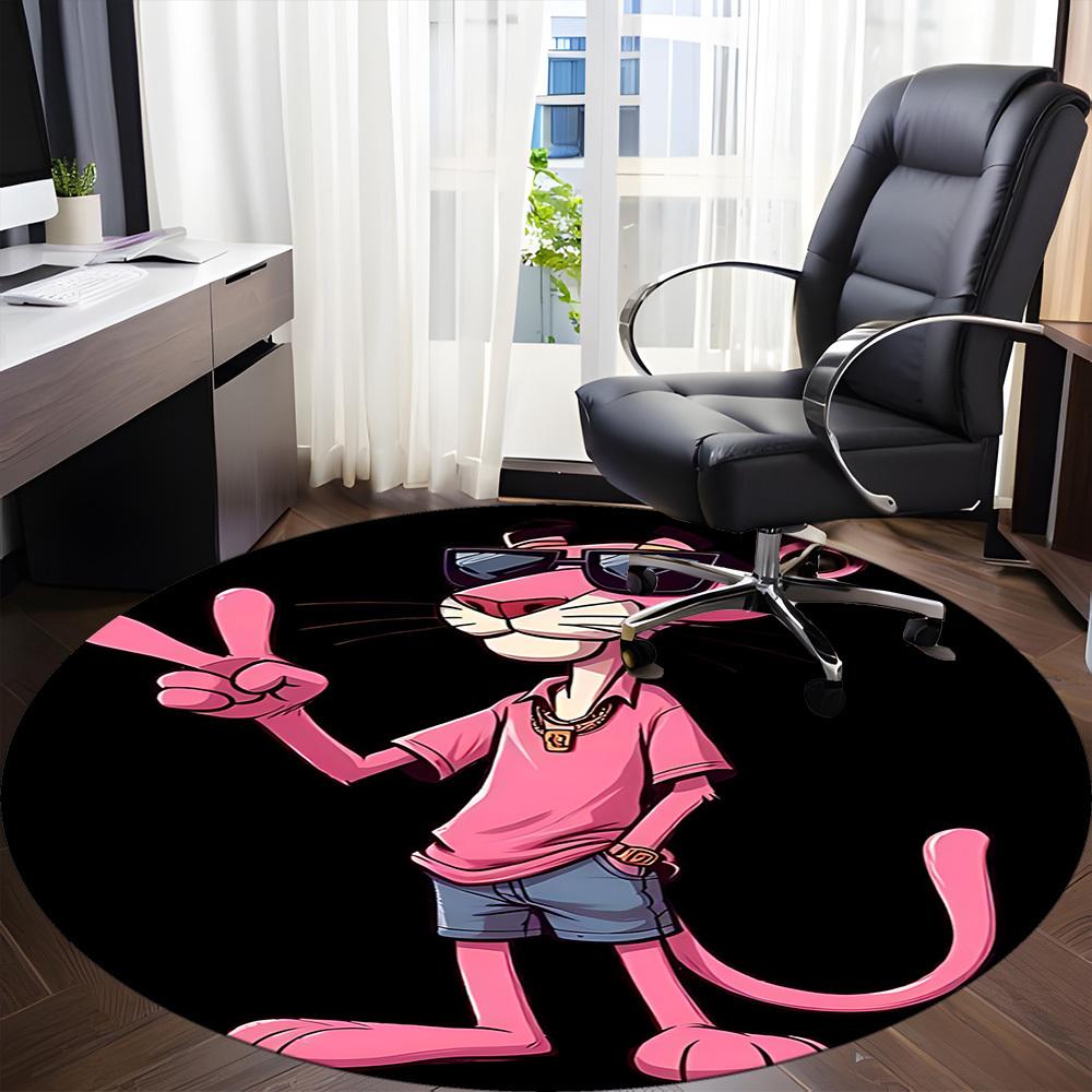 1PC Pink Panther Office Round Area Rug, Indoor Mat Suitable For Office, Under Office Chairs Bedroom Living Room Home Decor DT1212075