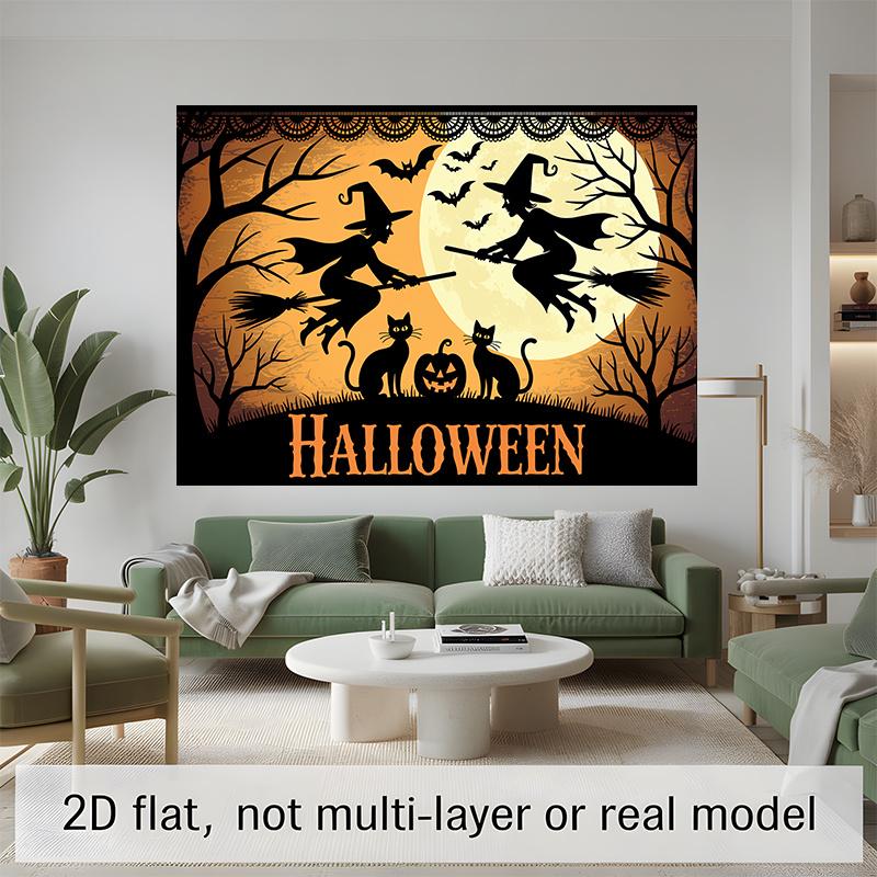 Party Backdrop Halloween Flat Witch Pumpkin Silhouette Winter Parties Weddings Birthdays Event Photo Background Front Door Decor
