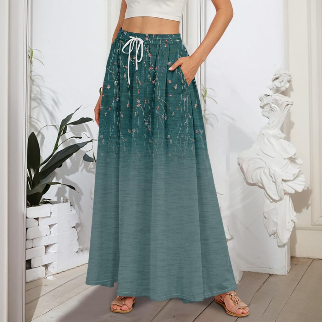 Женские струящиеся расклешенные юбки-макси с оборками и эластичным поясом, элегантные многослойные длинные юбки в стиле бохо