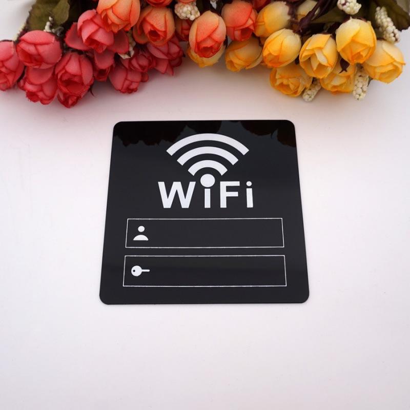1PC 10cm/3.9inch WIFI Sign Mirror Wall Stickers Acrylic Handwriting Account and Password For Public Shope Signage Decorate