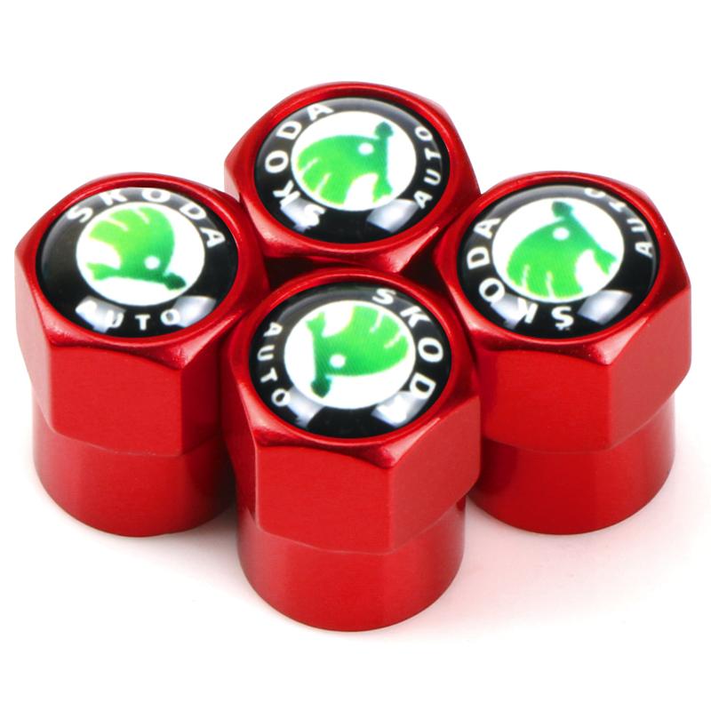 4pcs Car Wheel Tire Valve Caps Stem Case For Car emblems Auto Accessories For Skoda SUPERB RAPID KAROQ FABIA YETIEI8