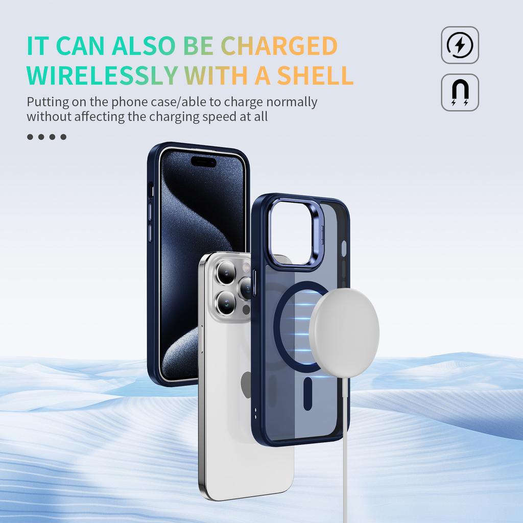 For iPhone 12/12 Pro Case Compatible with MagSafe PC+TPU+Metal Phone Cover Kickstand