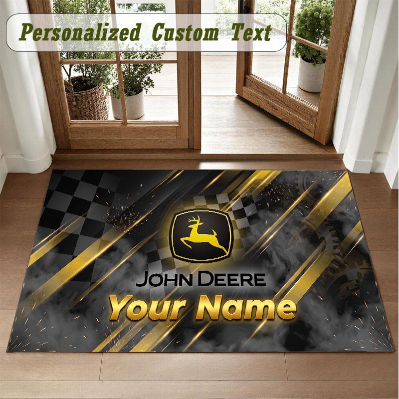 Crystal Velvet Square Rug Custom NameJohn Deere Pattern Non Slip Home Floor Decor Rug