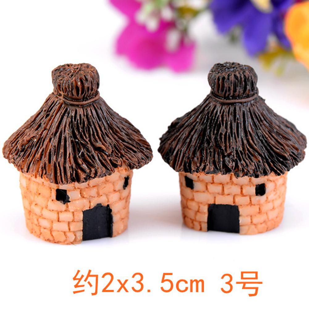 Micro Landscape Thatched Cottage House Creative Crafts Zakka Style Resin Miniature Garden Figurine