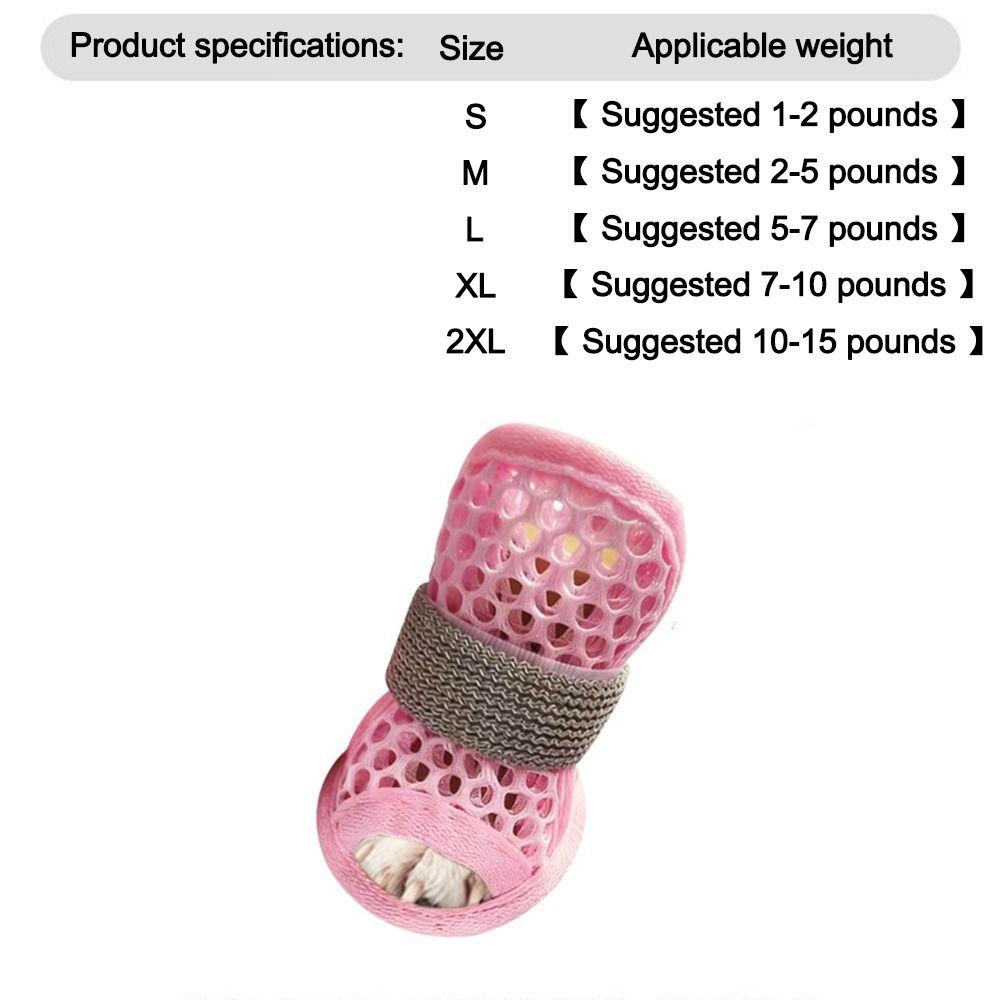 4Pcs Mesh Dog Shoes Soft-sole Non-slip Cooling Dog Boots Elastic Strap Breathable Pet Paw Protector For Small Medium Pets