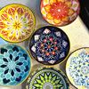 6 Piece Vintage Bohemian Style Ceramic Plates Set 5 in Appetizer Plates  Dishwasher-safe