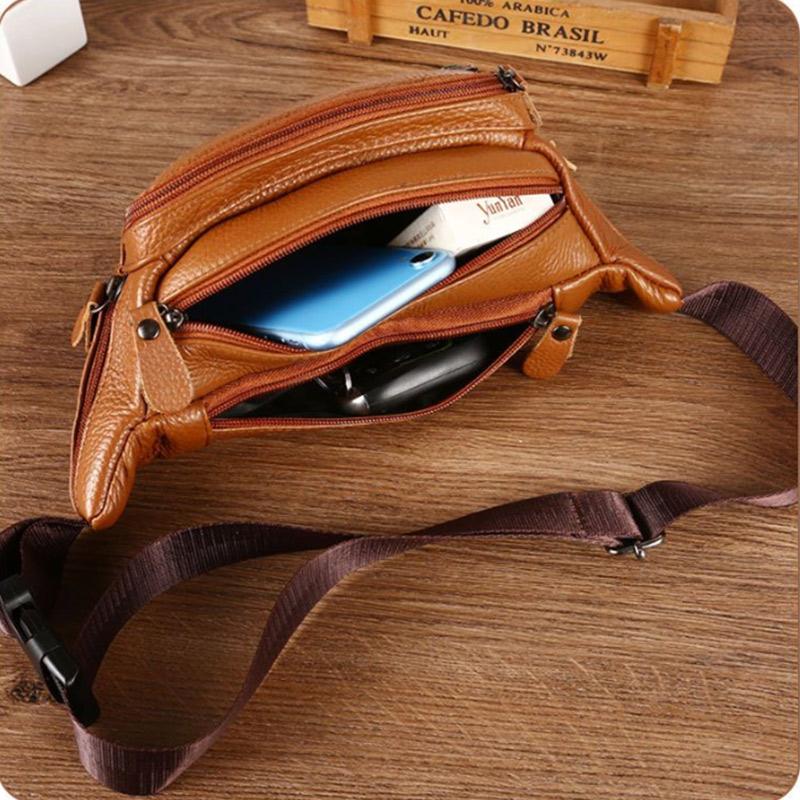 Поясная сумка из натуральной кожи, кожаная многофункциональная деловая мужская нагрудная сумка, сумка кассира, спортивная поясная сумка для бега, мобильного телефона, женская сумка