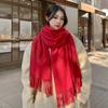 Winter Scarf Women Luxury Autumn Winter Cashmere Scarf Thickened Warm Shawl Classic Tassels Fluffy Scarf Solid Color Soft Shawl