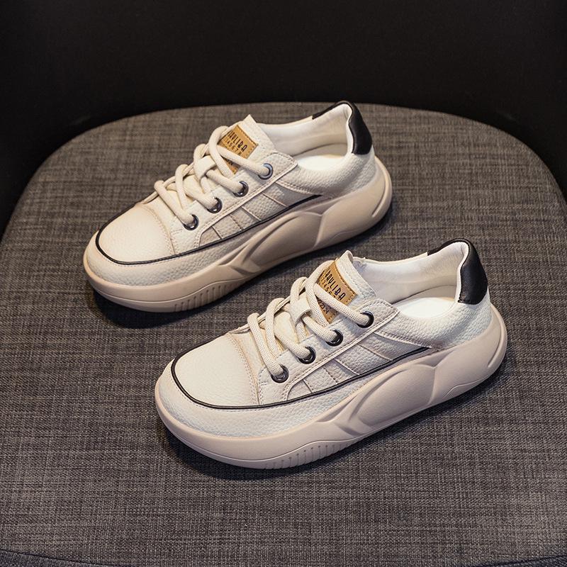 Летние новые ретро-кеды из кожи с мягкой подошвой 2025 года с увеличением высоты на 4 см