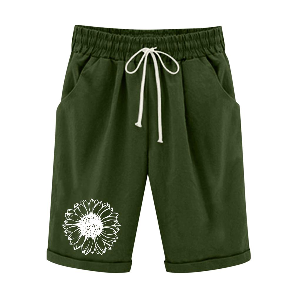 Шорты больших размеров для женщин, эластичные пышные хлопковые льняные шорты-бермуды с эластичной резинкой на талии, повседневная пляжная одежда