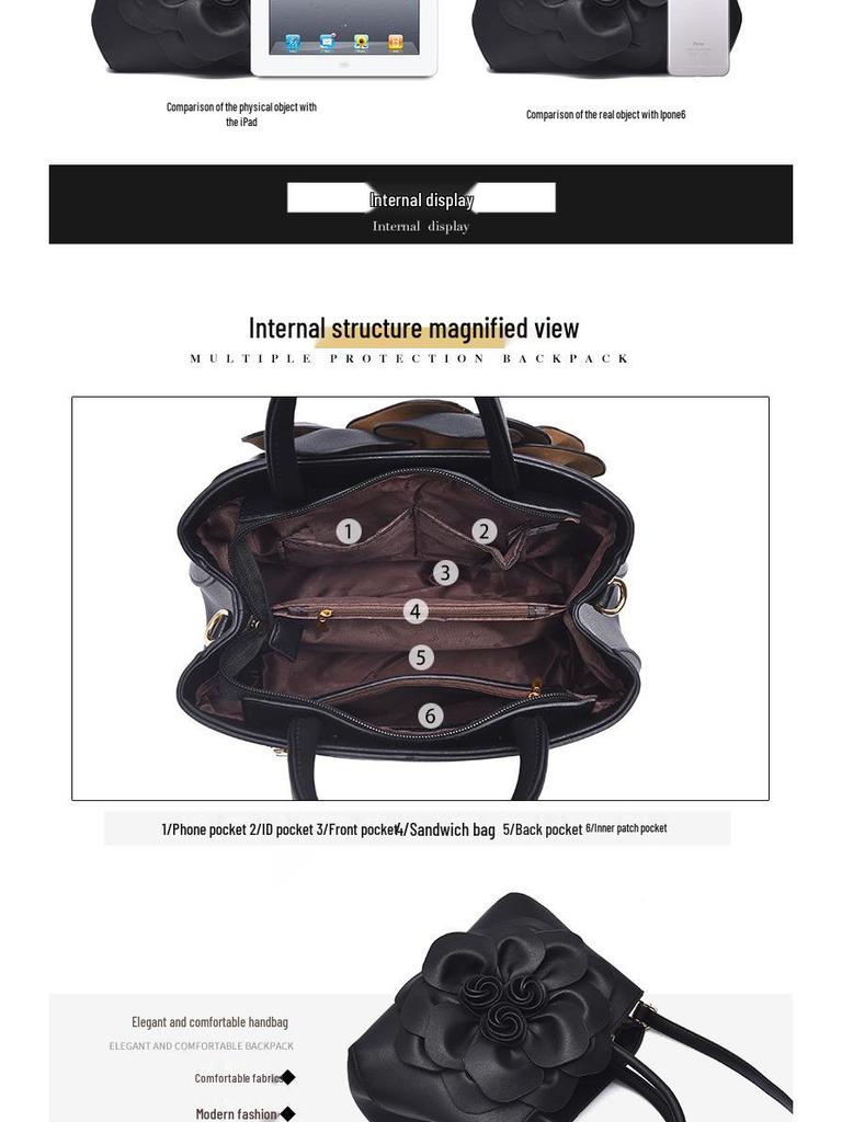 2025 Women's Rose Handbag: Elegant Large Capacity Crossbody & Shoulder Bag