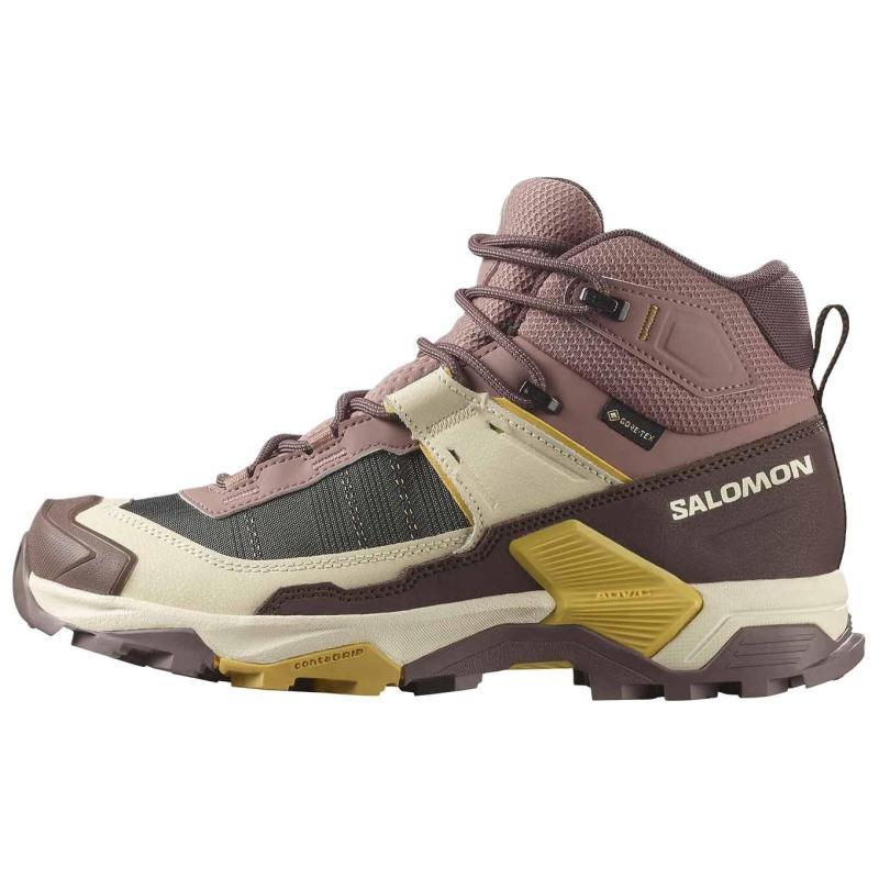 SALOMON X ULTRA 5 Дышащие и Легкие Полувысокие Походные Ботинки Женские Бежево-Коричневые Кроссовки 477544