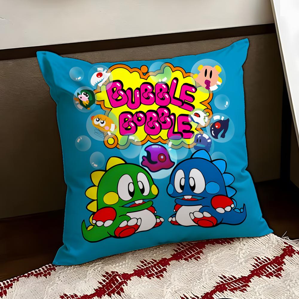 Anime BBubble BBobble Cushion Cover Reversible Soft Durable Pillow Cover Home Car MultiScene Use for Daily Comfort