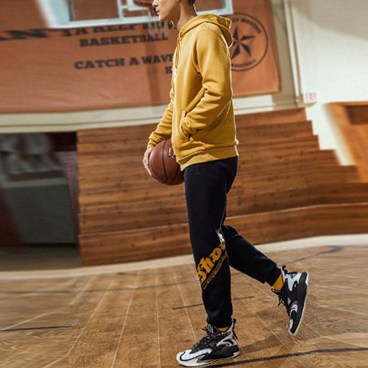 Anta Трикотажные дышащие повседневные спортивные брюки с буквенным принтом для мужчин, черные 152131327-2