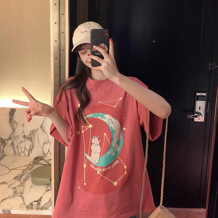 Футболки с короткими рукавами для девушек с забавным мультяшным принтом для женщин, летние повседневные свободные футболки в стиле Харадзюку, белые топы y2k