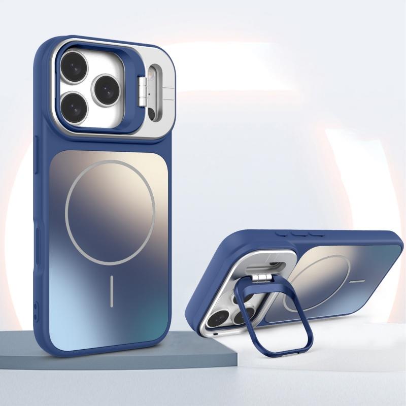 Роскошный матовый магнитный противоударный чехол AG для iPhone 17 16 15 14 Plus 13 12 11 ProMax Подставка Защита объектива Задняя крышка