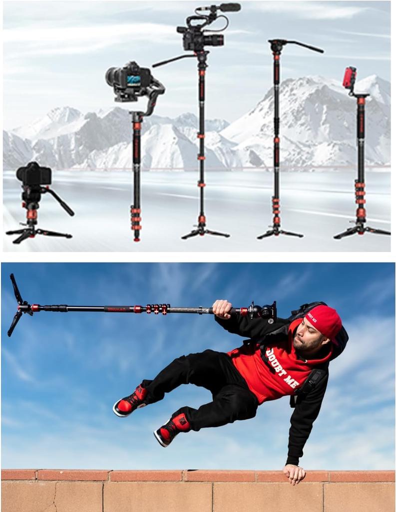 IFOOTAGE Cobra 3 Монопод для камеры с 180 см, Профессиональный карбоновый travel-монопод для камеры с грузоподъемностью 8 кг, C180F-P, Педали, Монопод, Ножки,