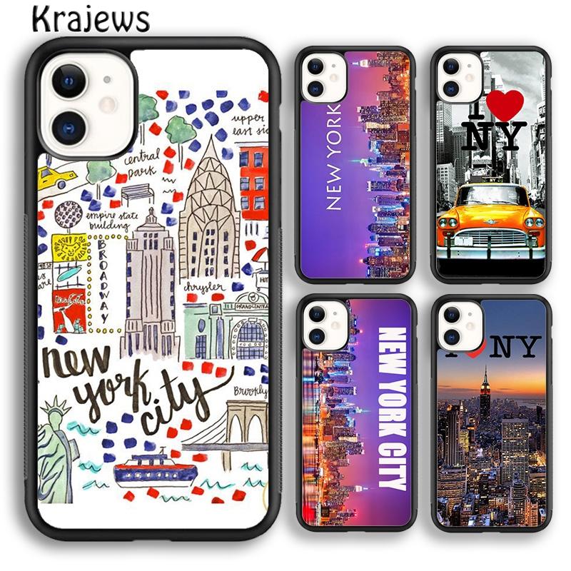 Krajews Чехол для телефона Темная ночь Нью-Йорк Для iPhone 17 Air 16 15 14 plus 11 12 pro max coque Оболочка Fundas