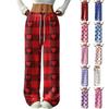 Women's Casual Fashion Printed Elastic Waist Loose Straight Leg Pants With Rope