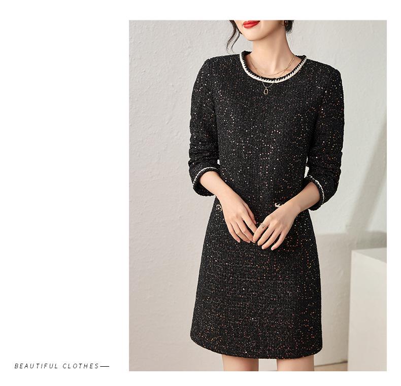 Winter Celebrity Sequin Tweed Dress for Women
