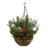 Рождественские подвесные корзины для улицы Предварительно освещенная искусственная корзина со светодиодными огнями Сосновые шишки Ягоды для праздничного декора крыльца и сада