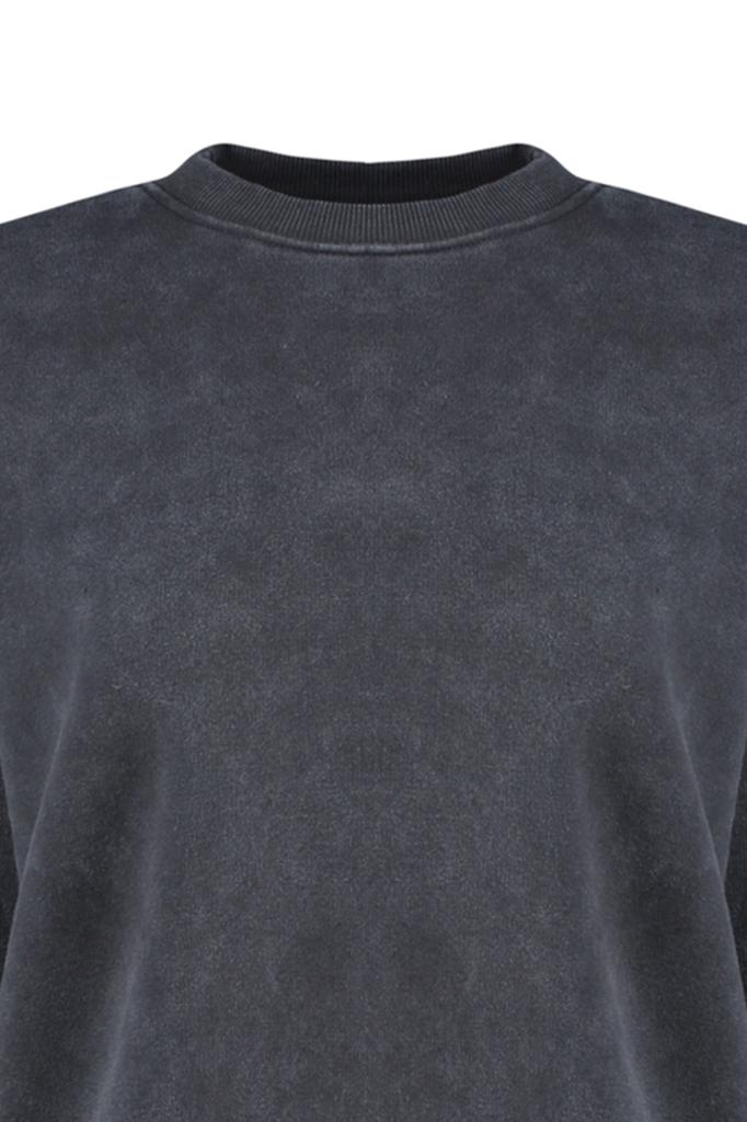 Women's Fashion New Sweatshirt Emerald Green Vintage Faded Effect Thick Inside Fleece Oversize Wide Fit Sweatshirt