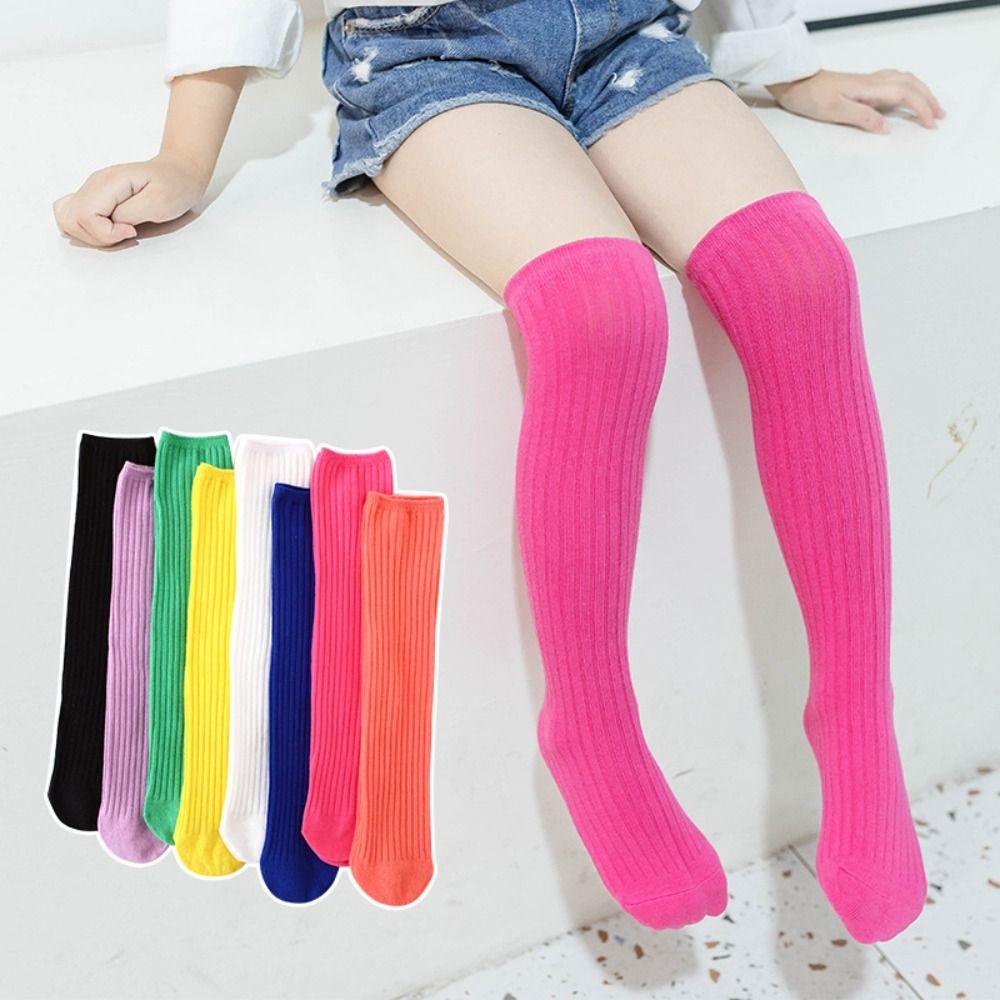 For 3-12Y Toddler Cotton Candy Color Warmers Socks Kids Stockings Long Leg High Knee Socks
