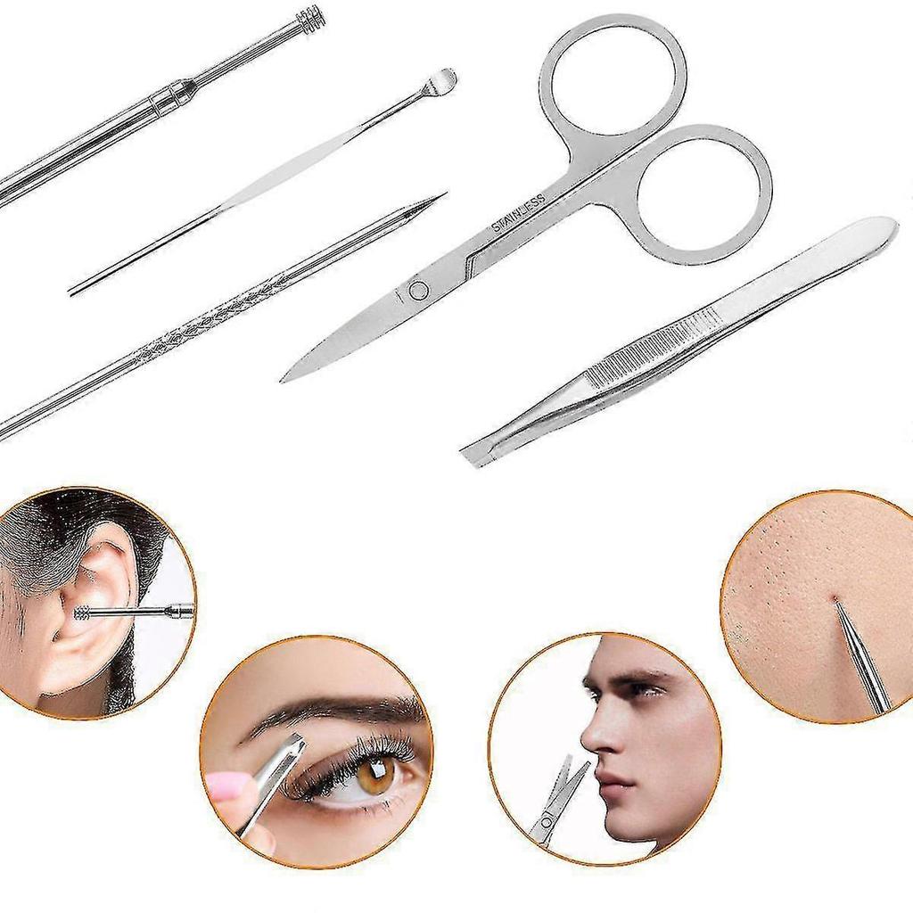 18pcs Nail Clippers Set Stainless Travel Beauty Kit With Leather Case - Pjun