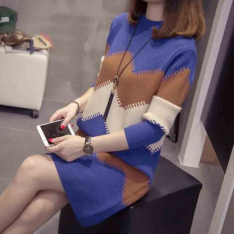 Large Size Women's Autumn Sweater Mid-length Knitted Loose and Slim Bottoming Shirt