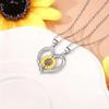 2-Piece Fashion Cute Sunflower Heart Design Pendant Necklace Decorative Jewelry Best Holiday Gift For Mom And Daughter