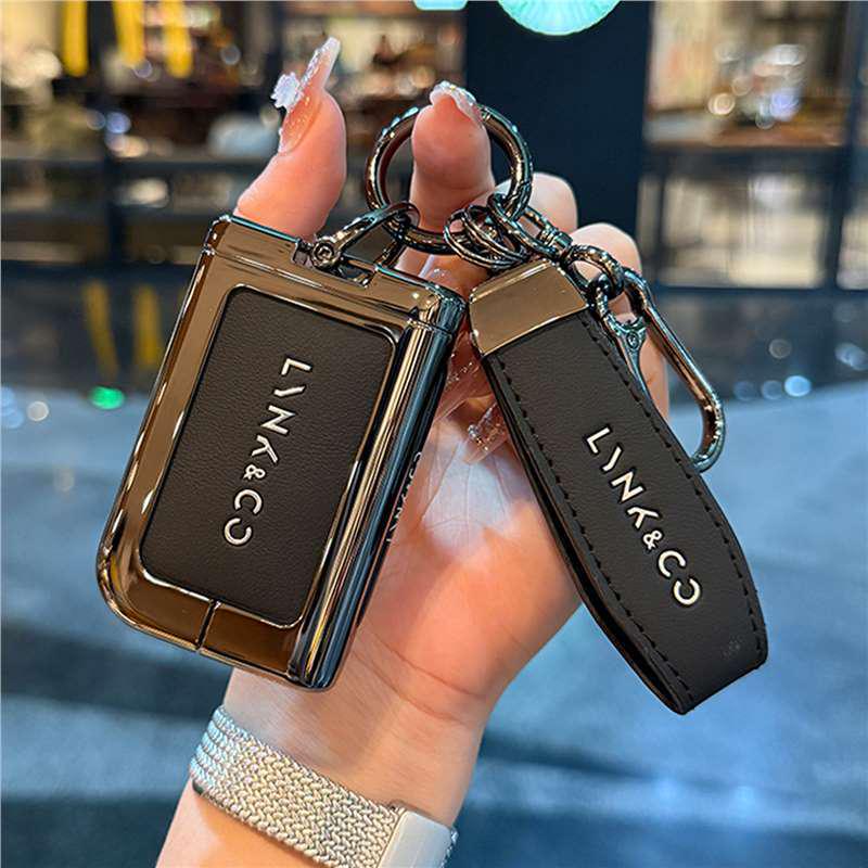 High-End Leather Metal Key Case: Fits Lynk & Co Models 03, 07, 09 - Full Coverage Protection for Remote Key Fob