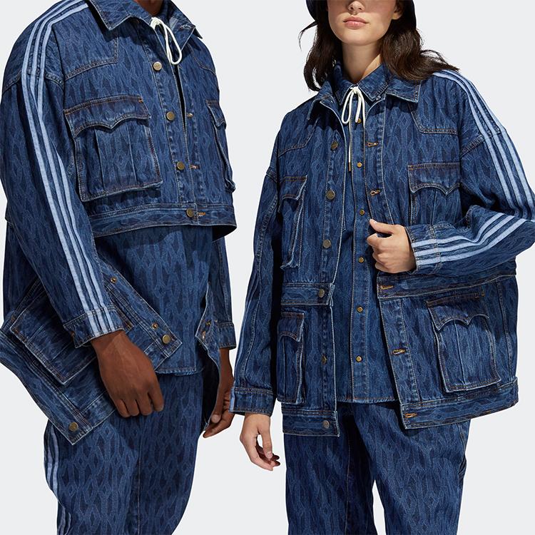 Adidas Originals X Ivy Park съемная хлопковая куртка свободного покроя из денима для мужчин, верхняя одежда синего цвета H61700