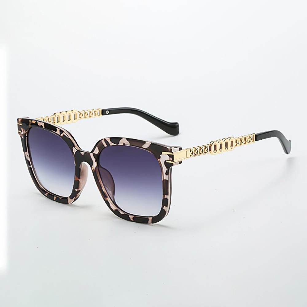 Новинка Винтажные Солнцезащитные Очки для Женщин Роскошные Золотые Цепочки Украшенные Черные Квадратные Очки Темные Линзы Очки Женские