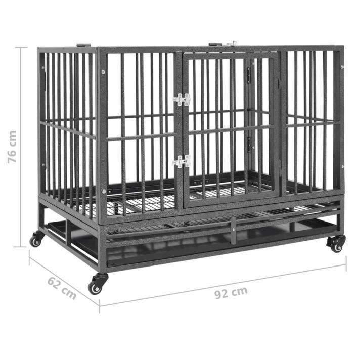 VidaXL Cage pour chiens avec roues Acier 92x62x76 cm
