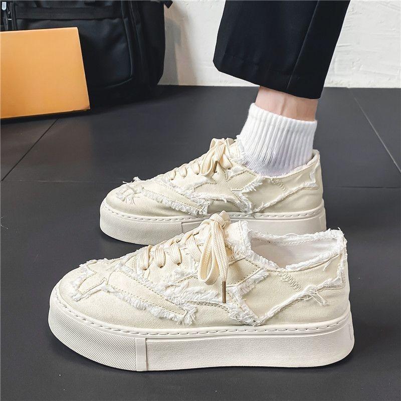 Модная мужская обувь парусиновые кроссовки на шнуровке на плоской платформе легитимные в продаже тренды 2025 без кожи удобная повседневная обувь для мужчин