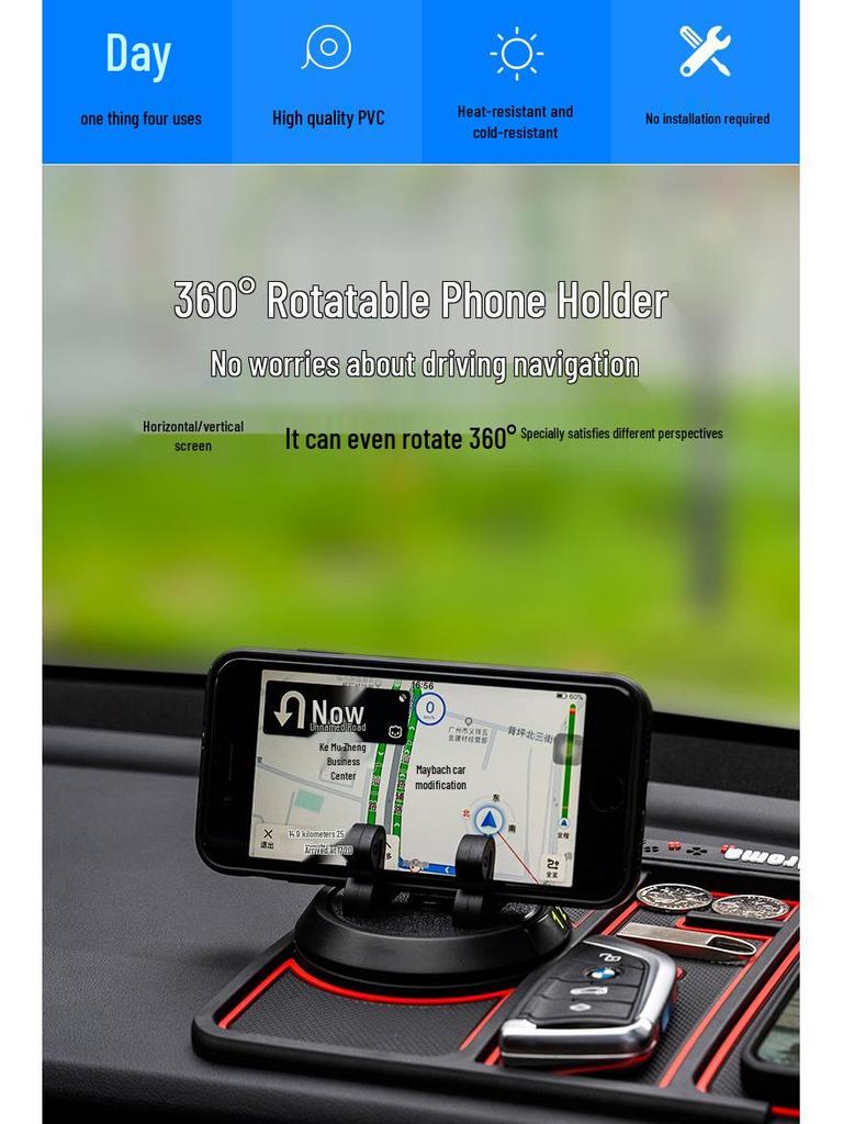 Multifunctional Anti-Slip Car Phone Holder with Concealable Parking Number Plate