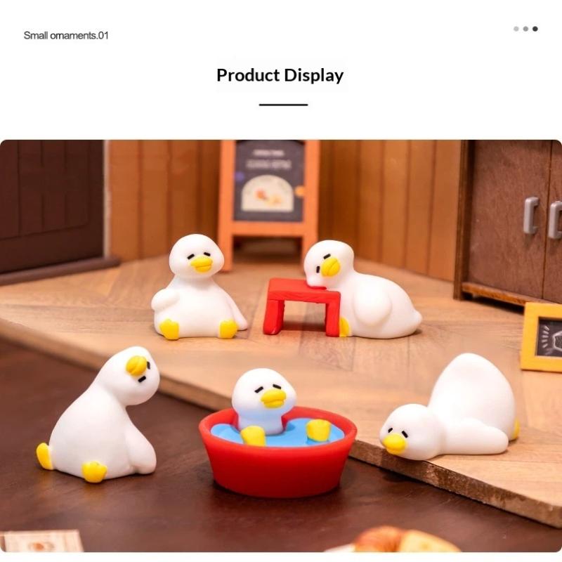 7PCS Miniature Duck Ornaments Lovely Tiny Duck Figurine Toys Lightweight Small Decor for Dollhouse Kids Birthday Party Gifts