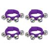 PATIKIL 4-Piece Wrist Bell, Jingle Bell, Ankle Bell, Percussion Instrument for Musical Rhythm Band, 4 Silver Bells, Purple, for Birthday Parties and