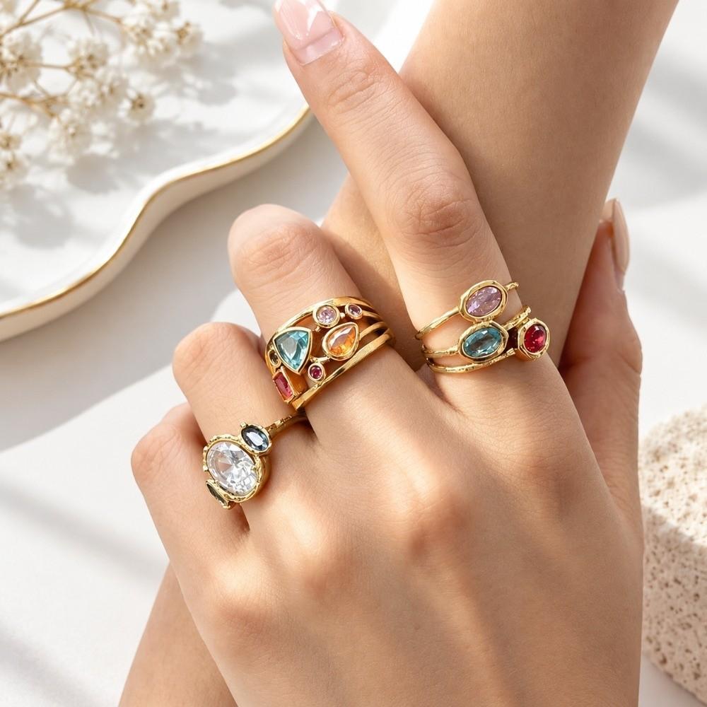 Lightweight Zircon Ring Tarnish Resistant Hand Jewelry Durable Titanium Steel Ring Daily Wear